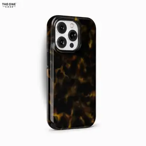 Dark Amber Tortoise Shell Phone Case for iPhone 16 15 14 13 12 Mini Pro Max, Samsung Galaxy S25 S24 S23, Google Pixel 9 8 7 Pro | PCM-AB01