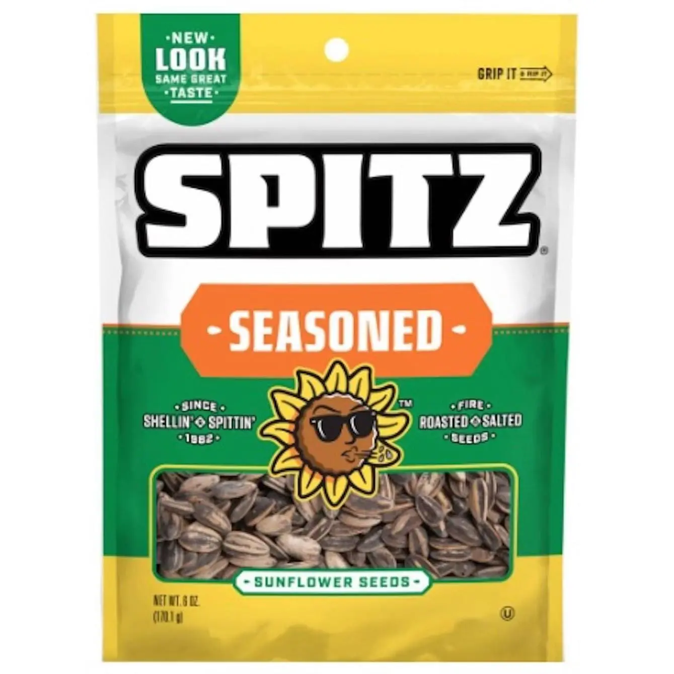 Spitz Seasoned Flavored Sunflower Seeds 6 ounce Resealable Big Bag"" (Pack of 6)