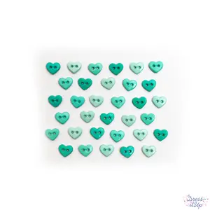 Micro Hearts Sea Foam 2-Hole Buttons