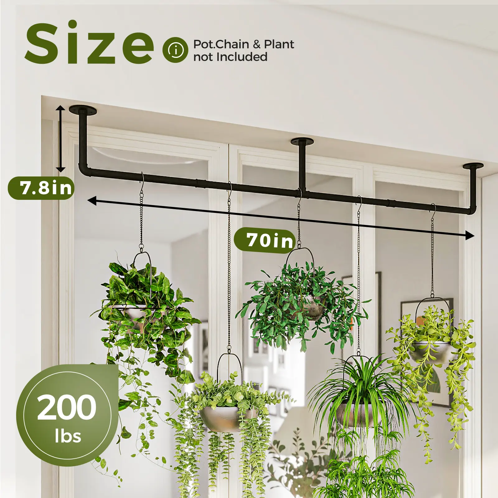 Bamworld Metal Rod Hanging Plant Hanger - 70 in Wall-Mount Complete Kit,  Space-Saving Hanging Plant Basket Holder for Outdoor Garden, Window Shelves  (Pots Not Included) - TikTok Shop