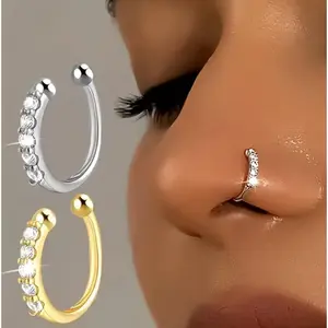 Non-pierced nose ring, nose clip, earrings, unique unisex style ear cuffs, ear studs, Korean trendy cool street style simple ear accessories
