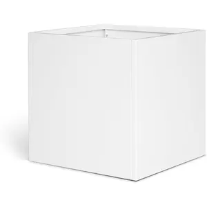 White Steel Planter Square Outdoor Planters Galvanized Steel Planter Box Indoor Metal Large Planters Cube Heavy Duty Flower Pot 16 Inch Modern Commercial Residential for Trees Patio Deck Yard Garden