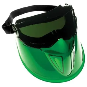 KleenGuard 412-18633 V90 Face Shield with Headband, Adjustable Monogoggle XTR OTG Goggles, D3 Rating, Fog Free, Black & Green