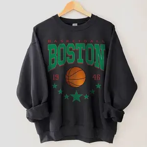 Boston Basketball Sweatshirt Retro Style Boston Basketball Crewneck Boston Sports Apparel