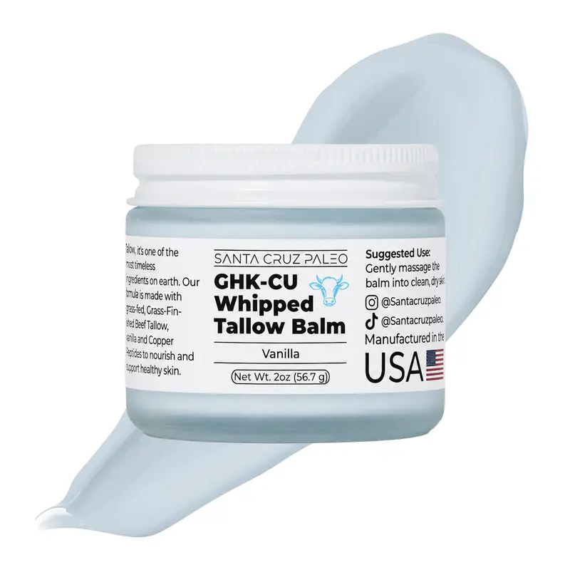 Santa Cruz Paleo GHK-Cu Whipped Tallow Balm + Copper Peptide, Vanilla, 2 Oz
