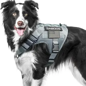 Adjustable Tactical Dog Chest Harness with Back Strap, Shock Absorbing Collar for Large, Medium, and Small Dogs
