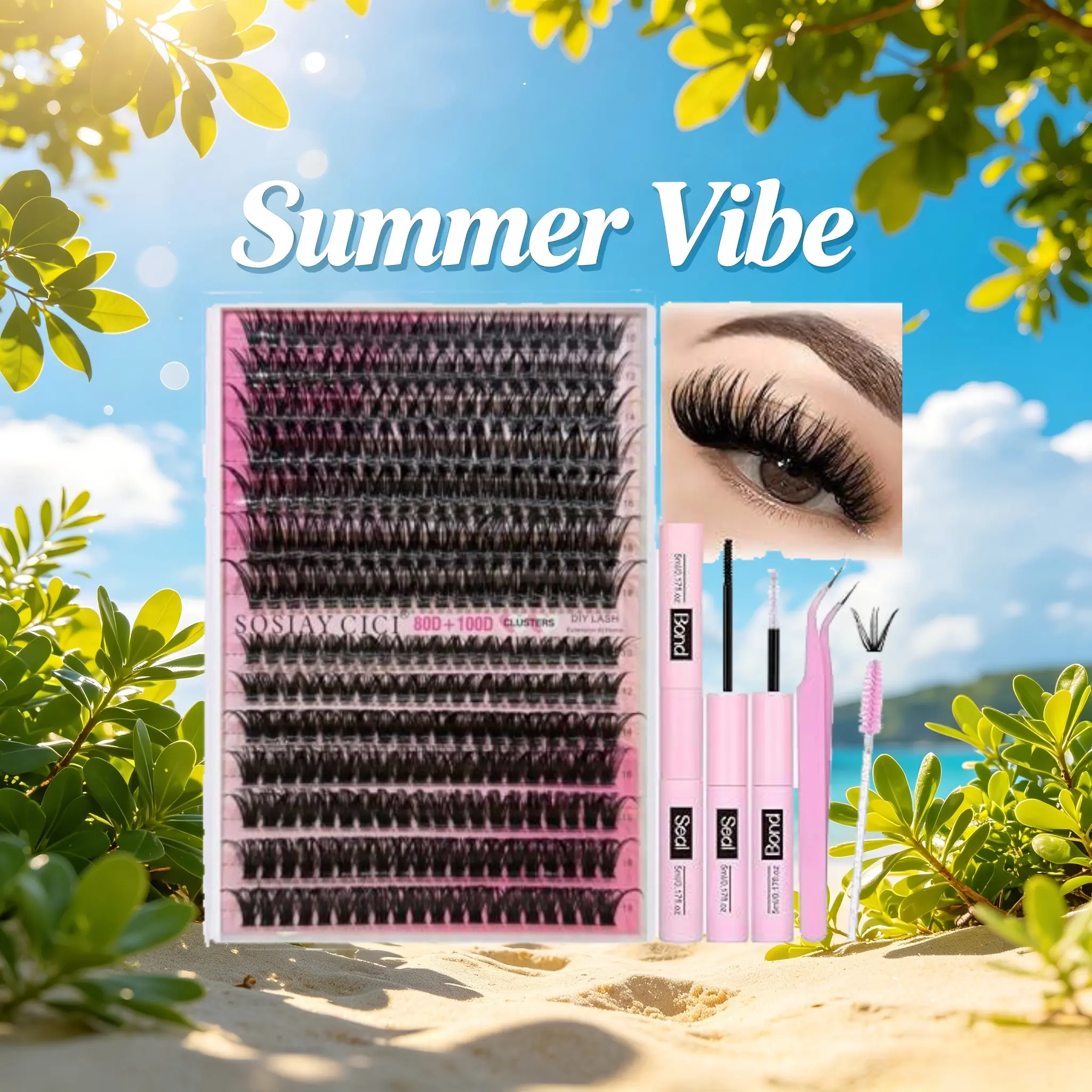 DIY Lash Extension Kit 280pcs Lash Clusters Eyelash Extension Kit with Lash Bond & Seal, Lash Remover, Lash Tweezers, 10-16MM Wispy Dense Lash Clusters Kit D Curl Individual Lashes Kit Eyelash Clusters - 40D(320PCS)/ 80+100D(280PCS) Makeup Cosmetic
