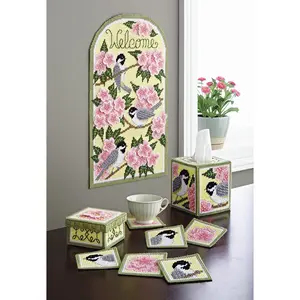 Chickadee and Apple Blossom Plastic Canvas Ensemble