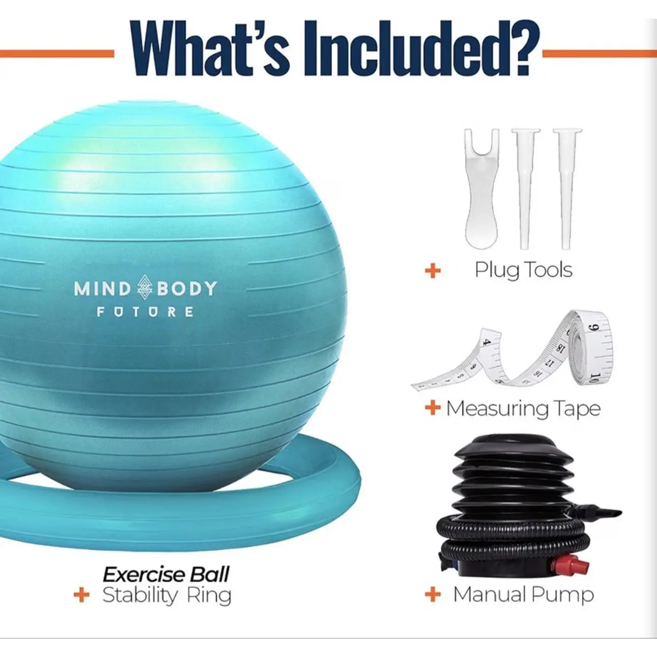 Mind Body Future 65cm Exercise Ball - Yoga Ball for Pregnancy Balance Pilates Birthing Therapy Anti-Burst Anti-Slip Premium Grade