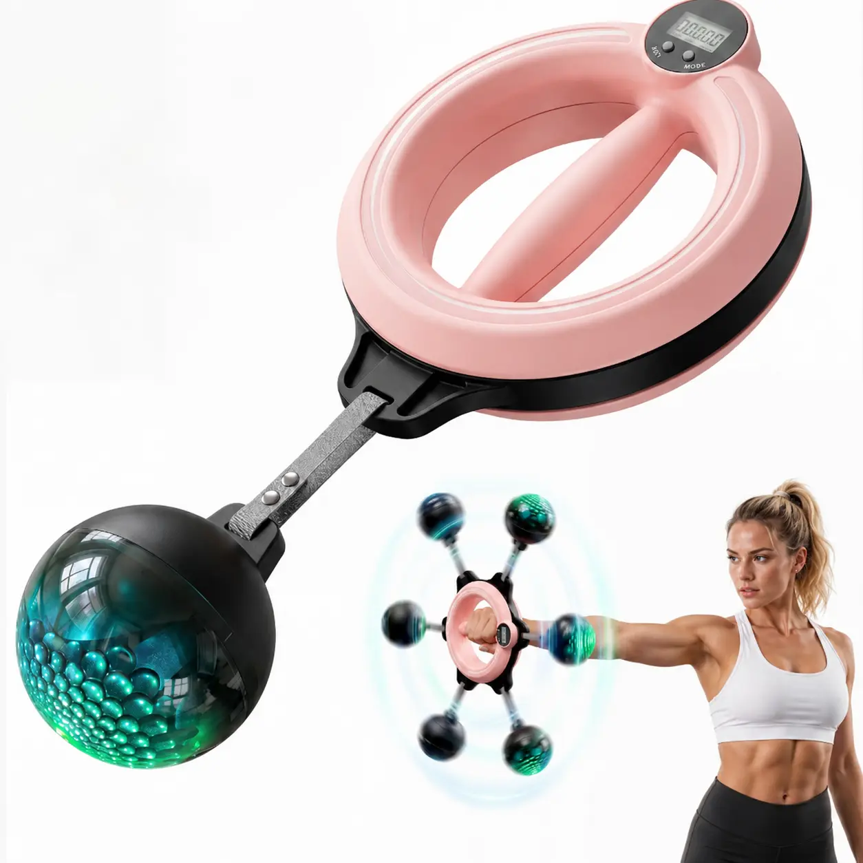 360° Silent Centrifugal Hand Strengthener with Digital LCD Counter, Arm Training Tool for Strength Training