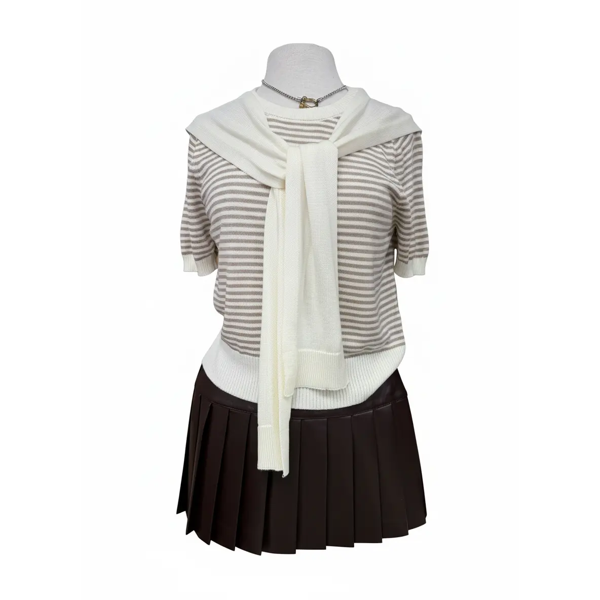 Cafe au Lait Scarf Knit Top