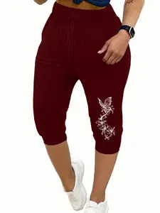Lightweight Breathable Women's Harem Pants, Athleisure Style Bottoms, Loose Casual Elastic Waist Mid-Thigh, Suitable for Yoga & Exercise, Perfect for Any Occasion
