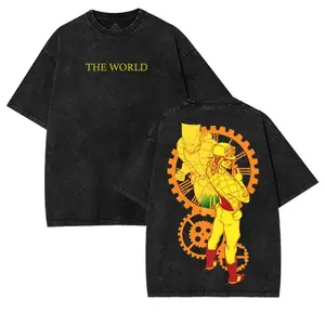 JoJo's Bizarre Adventure Anime T-shirt Washed Oversized T Shirt Men's Unisex Clothing Short Sleeve High Quality Cotton Tees Tops