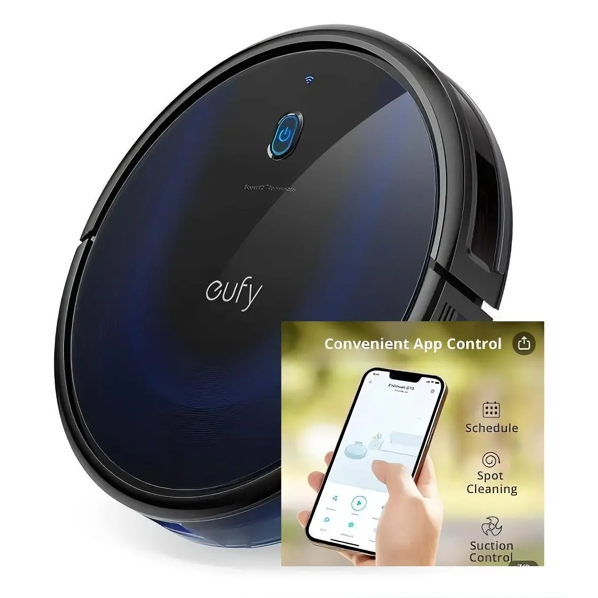 EUFY 15C MAX T2128 Black.Compatible with Smart apphones Alexa & Google- Ideal for Pet Owners Thin -Quiet- Robot Vacuum-