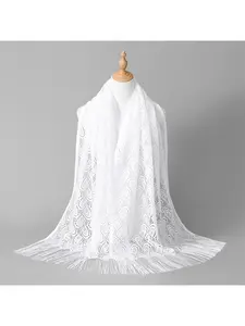 European and American headscarf with lace, hollow-out, fringe, women's summer new long scarf, shawl wrap