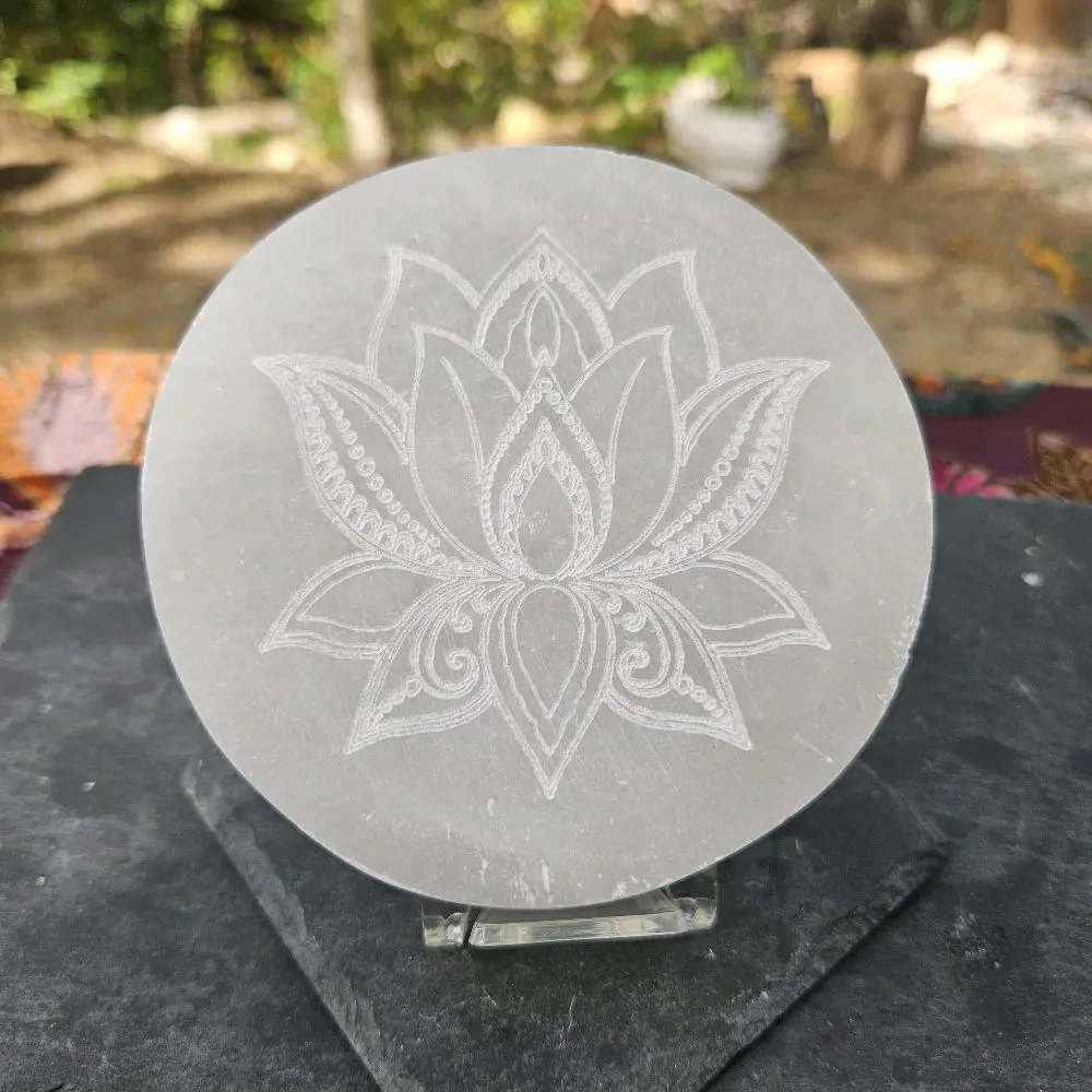 GORGEOUS carved Selenite plate