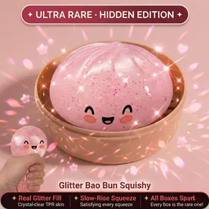 Viral Dumpling Squishy ULTRA RARE Pearl Pink Glitter Hidden Edition | Squishy Dumpling Dumpling Squishies Slow Rise Anxiety Relief Soft TPR Squeeze Ball Fidget Toy Sensory ASMR Gift duck random style expressive big package bao