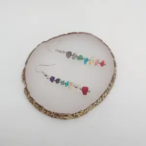 #188 Rainbow Stone Dangle Earrings- Casual Everyday Spiritual Jewelry