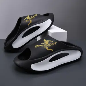 Mens Soccer Slides Thick Sole Cloud Slippers Boys Non Slip Pillow Sandals Quick Dry Athletic Shower House Shoes Indoor Outdoor Gym Recovery Sandals Casual Trainer Sneaker Training Runner Footwear Closed Running Makapal