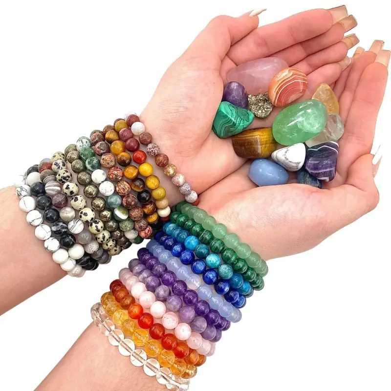 Moon Mountain Gems - 8mm Gemstone Bracelet - Natural Round Crystal Bracelet