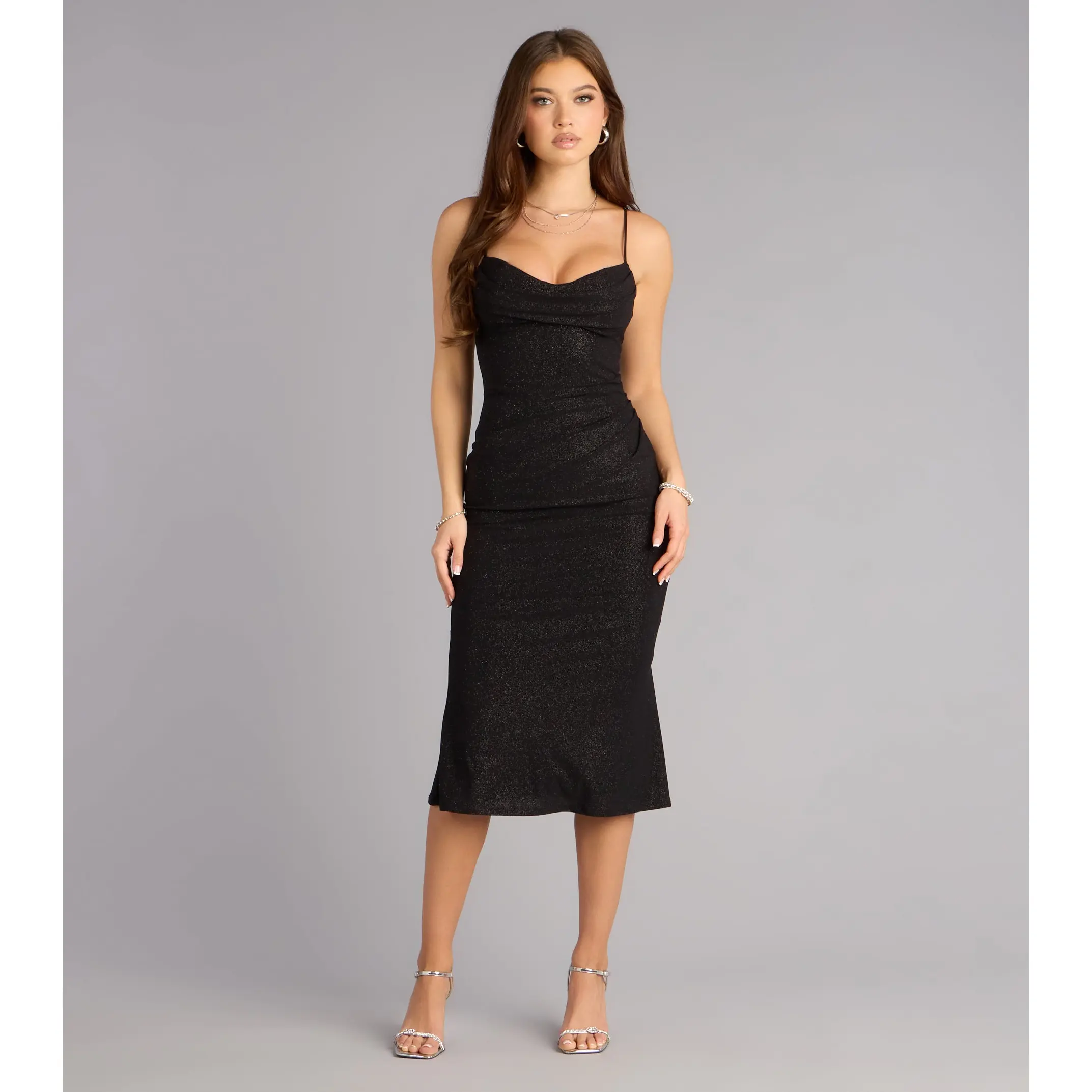 party dresses for women near me Champagne Satin Dress - Cutout Midi Dress