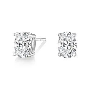EAMTI 1 CT*2 Oval Cut 925 Sterling Silver Cubic Zirconia Stud Earrings for Women CZ Stud Small Cute Earrings Hypoallergenic