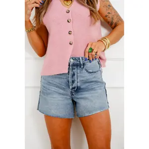 Judy Blue Medium Wash Rigid Magic Cut Off Shorts with Raw Side Seam