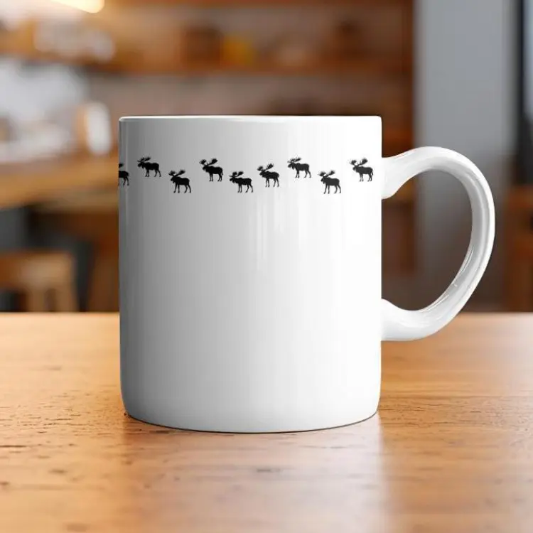 Minimalist Moose Silhouette Mug, Nature Lover Gift, Wildlife Coffee Cup, Rustic Ceramic Mug for Outdoorsmen, Moose Pattern Mug