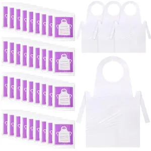 200 Pack Plastic Disposable Aprons 44 x 30 Inch Large Clear Aprons for Cooking Disposable Smocks for Adults Painting Picnic DIY Crafts Birthday Party, Meeting Various Needs