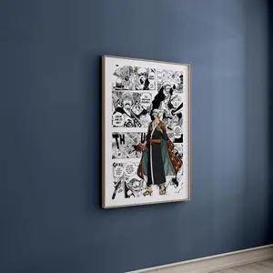 Trafalgar Law Wall Art Poster, OP Manga Collage Poster, Anime Character Print, Modern Otaku Room Decor, Gift For Fans