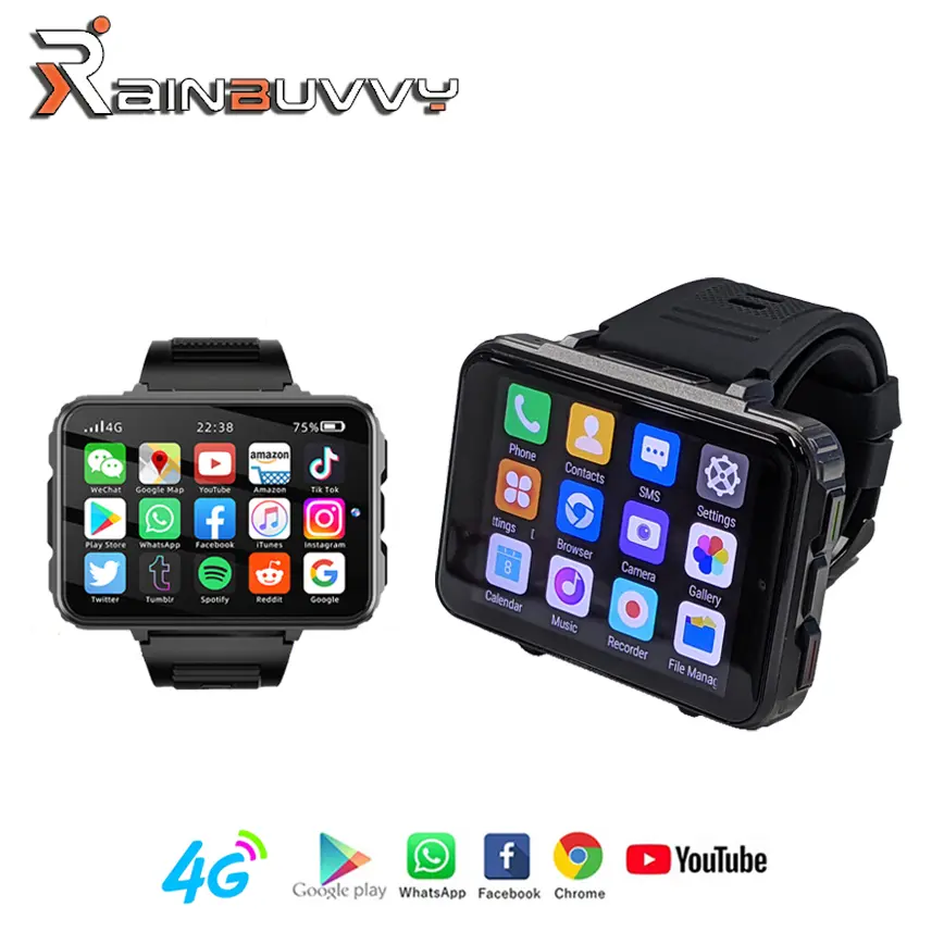 Rainbuvvy VP999 4G Smart Watch - 2.4-inch AMOLED Large Screen, Magnetic Lock, Android 10.7, 8MP/2MP Cameras, 4GB+64GB Memory, 8-Core MTK6762, 1500mAh Battery, GPS, WiFi, SIM Card Support, Calorie Tracker, Smart Wearable Devices with Convenient Charging, S