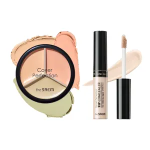 [THE SAEM] Cover Perfection Triple Pot 03 (lighter) Correct Up Beige & Tip Concealer | concealer bundle | Color correction for dark circles, acne, blemishes | Creaseless, water-proof, smudge-free