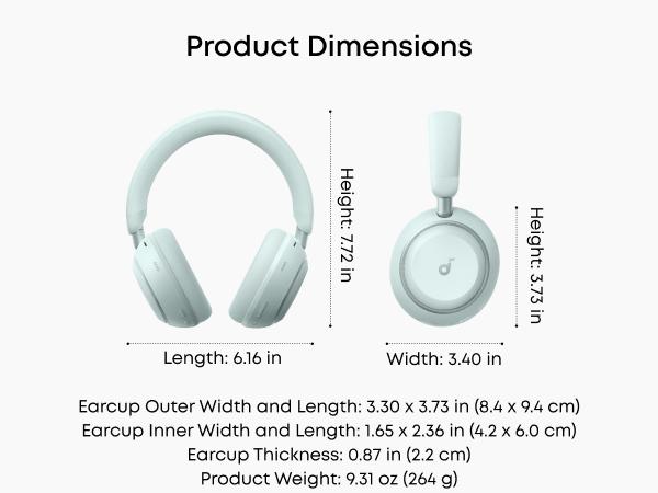 soundcore Space 2 by Anker, Active Noise Cancelling Headphones, Comfortable Fit, 50H Playtime, LDAC HiRes Wireless Audio, Dual Connection, Clear Calls, Bluetooth 6.1, Nap Mode, Wearing Detection