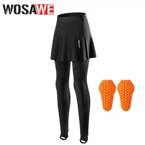 WOSAWE Women's Motorcycle Trousers 2 in 1 Pleated Skirt Pants  Removable Knee Pads