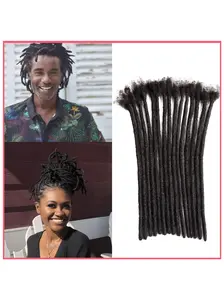 30 Strands 0.6cm Thick Handmade Real Human Hair Dreadlock Extensions Suitable for Men & Women - Crochet Braids Locs, Full Loc Extensions with Dyable/Bleachable Hair for Dreadlock Braid Styles, Hair for Skin Tones