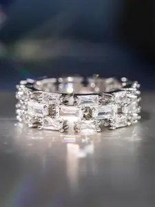 Fashion Artificial Zirconia Decorated Ring, Cluster Rings, Radiant Rectangle Rings, Fashion Jewelry for Party, Daily Clothing Decor, Trendy All-match & Exquisite Jewelry for Birthday Gift