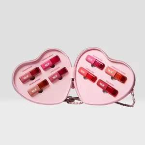 Kiss Me Heart Bag PR Set - 8 Shades Liquid Gel Tint with Squalane & Jojoba Oil - Smudge-Proof & Hydrating Lip & Cheek Tint
