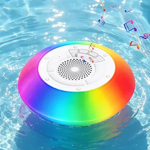 Floating Pool Speaker with Colorful Lights, IP68 Waterproof, Wireless Bluetooth, Built-in Mic, Surround Sound, for Outdoor Use and Hot Tubs