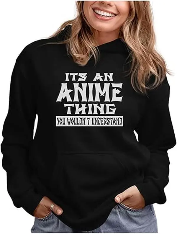 Tstars Funny Otaku Hoodie for Teen Girls and Women - Japanese Anime Meme Pullover Sweatshirt Gift Manga Fans
