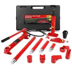 10 Ton Porta Power Kit, Portable Hydraulic Jack with 4.7 ft/1.43 m Oil Hose, 17 Pcs Hydraulic Ram, 20000 Lbs Capacity, Max Lifting Height 5.1" / 130mm, Ram min Height 12.4" / 315mm