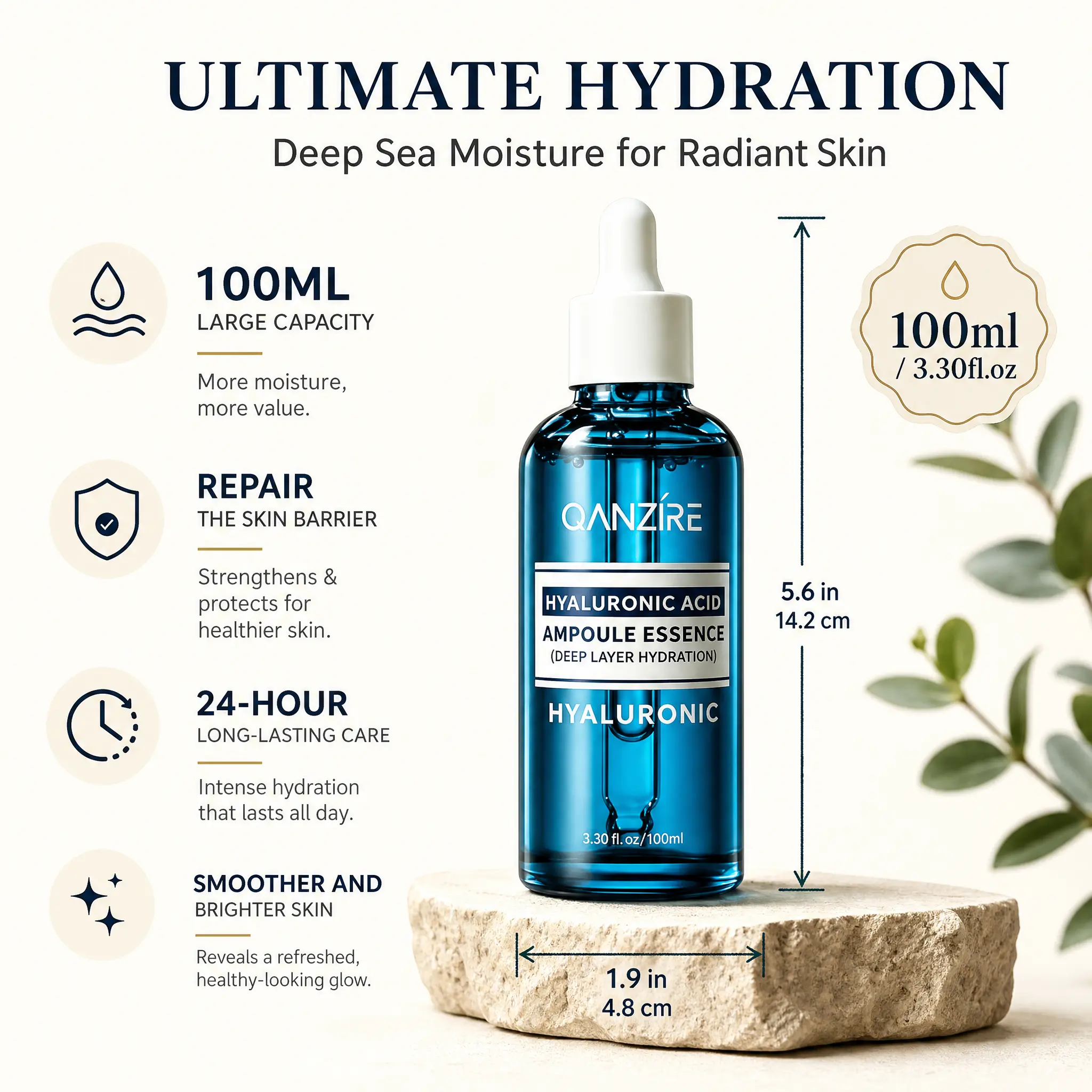 100ml Brightening Serum, Hyaluronic Acid Face Serum, Anti-Aging Serum for Reducing Wrinkles, Firming, Moisturizing & Skin Repair Moisturize Hydrating Moisturizer
