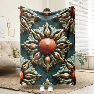 1 Comfortable Abstract Geometric Pattern Design Flannel Blanket, Soft Printed Cooling Blanket, 100% Polyester Fiber, Perfect Gift For Family And Friends