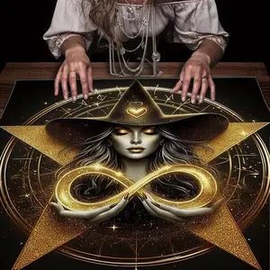 Witch Mobius Ring Print Tarot Card Tablecloth, Card Mat, Furniture Protector, Coffee Table Cover, Patio, Party Decor, Home Decoration