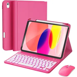 for iPad 11th (A16, 2025) / 10th Generation Case with Keyboard,  and Detachable  Keyboard, 7-Color Backlight, Slim Case with Pencil Holder, Hot