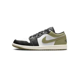 Men's Jordan 1 Low Black/White-Medium Olive (553558 092)