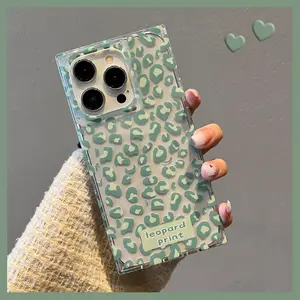 leopard print square phone Case for use with iphone 17 air 16 pro max 15 plus 14 pro artistic unique phone cases for iphone 13PRO/12PRO for girlies luxury bumper phone case