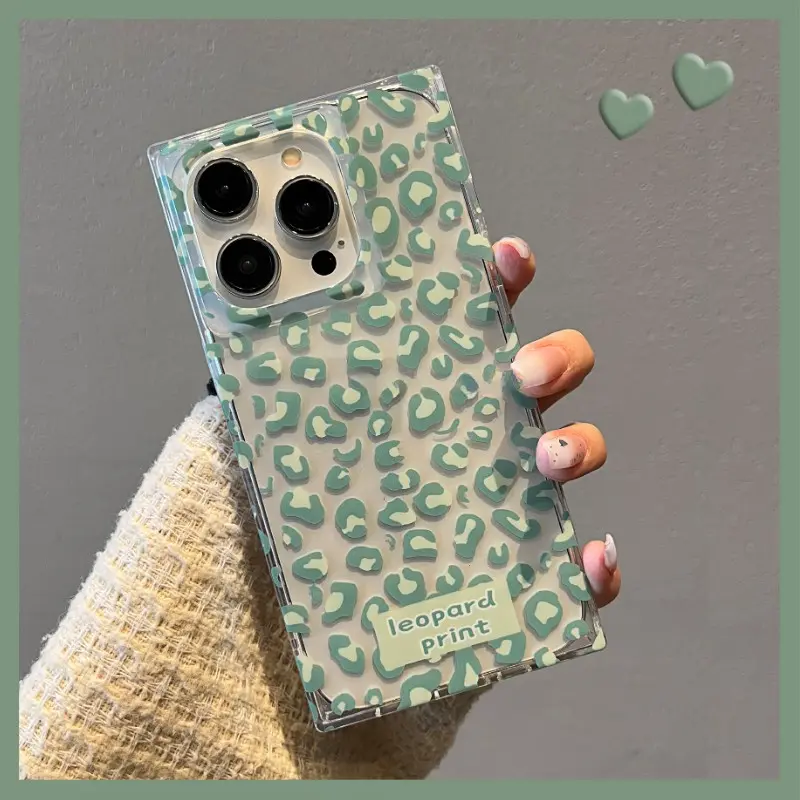 leopard print square phone Case for use with iphone 17 air 16 pro max 15 plus 14 pro artistic unique phone cases for iphone 13PRO/12PRO for girlies luxury bumper phone case