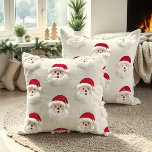 1pc 3D Santa Claus Plush Throw Pillow Cover - Nordic Style Christmas Decor, 18x18 Inch, Soft Polyester, Zipper Closure, Machine Washable, Perfect for Living Room, Bedroom, Or Sofa, Christmas Decorations, Best For Christmas