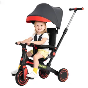 Winhope 6-in-1 Children’s Tricycle (Ages 1–6): includes a push handle, sun canopy, and quiet EVA wheels; supports push/push assist/ride modes; suitable for indoor and outdoor use; suitable for both boys and girls.