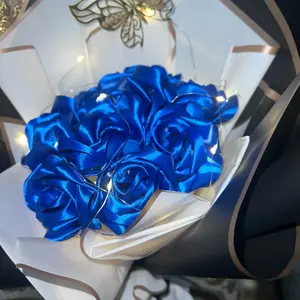 Blue rose light  bouquet handmade Plants